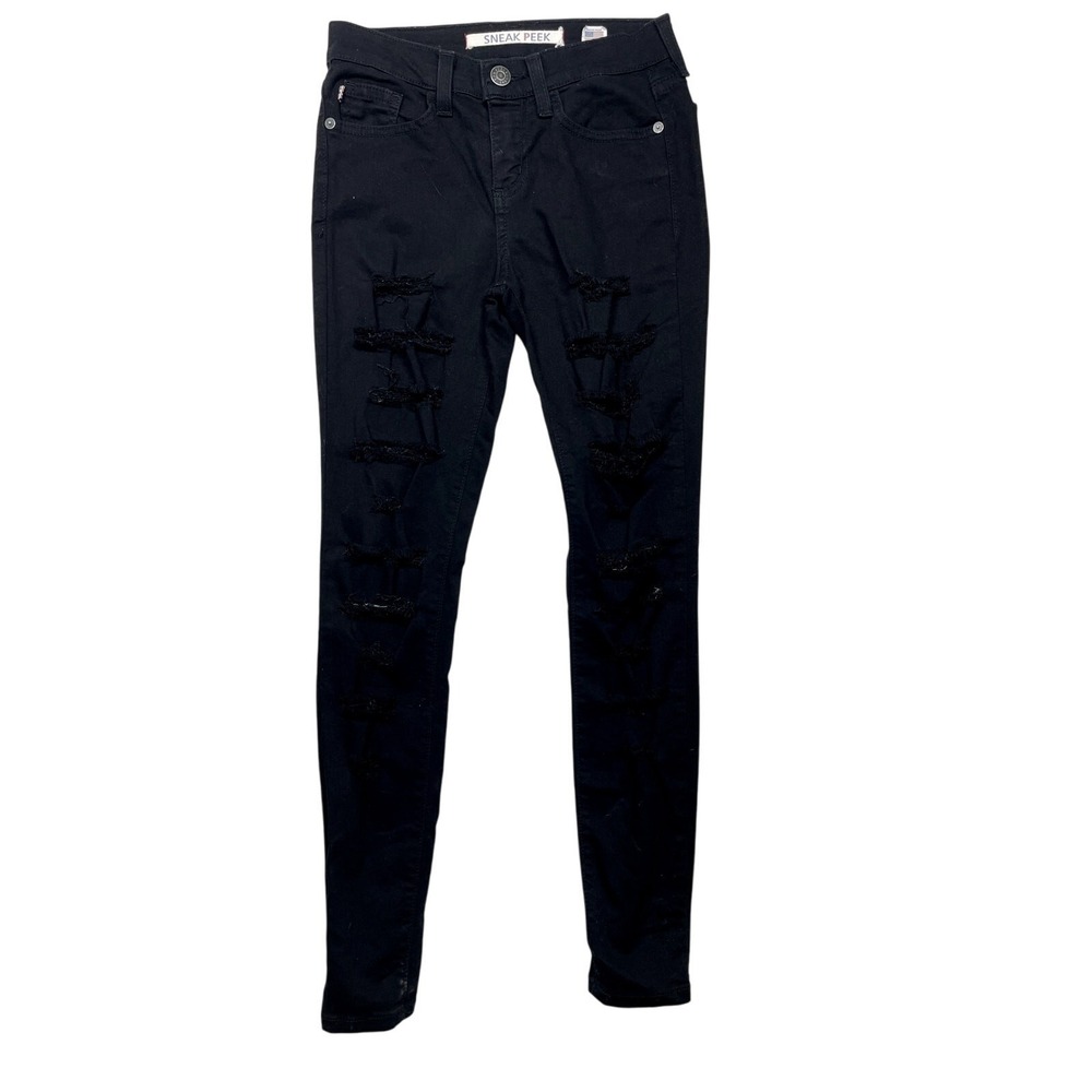 Sneak‎ Peek Women's Size 1 Black Ripped Skinny Jeans | Distressed Denim USA